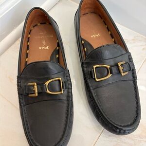 Polo by Ralph Lauren Black Leather Slip-On Loafers